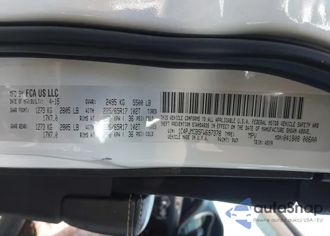 2015 Jeep Cherokee Latitude from USA, damaged, VIN 1C4PJMCB5FW697378